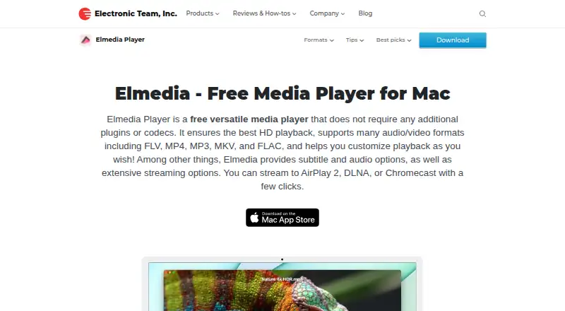 The Elmedia Player homepage