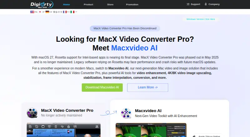The MacX Video Converter Pro homepage