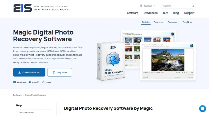 The Magic Photo Recovery homepage