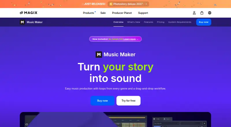 The MAGIX Music Maker homepage