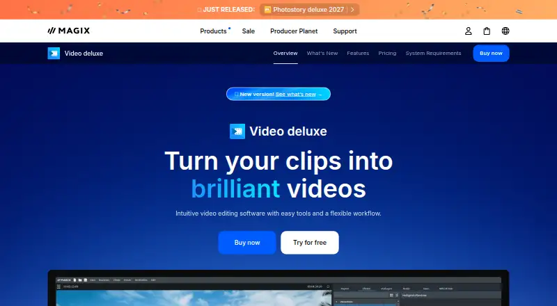 The MAGIX Video Pro X homepage