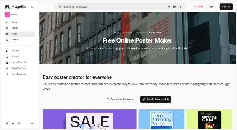 The Magnific Poster Maker homepage