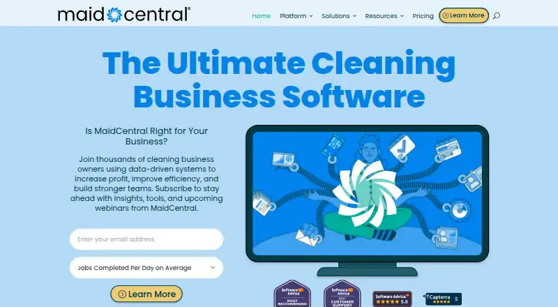 The MaidCentral homepage