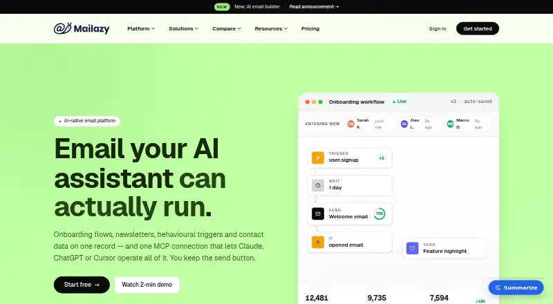 The Mailazy homepage