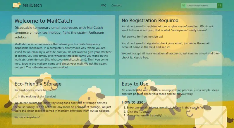 The MailCatch homepage