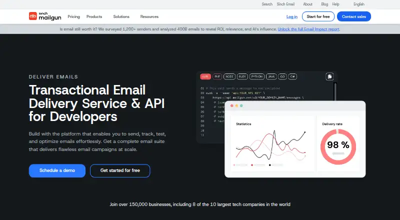 The Mailgun homepage
