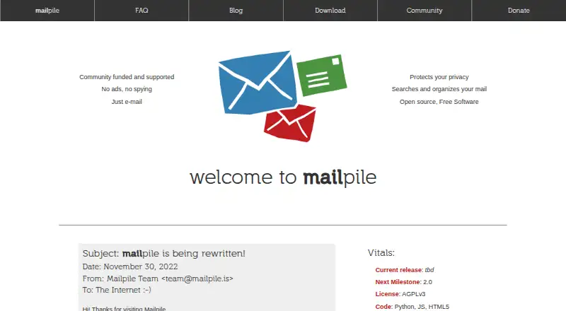 The Mailpile homepage