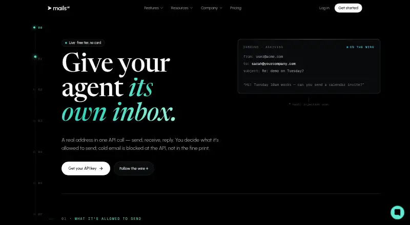 The Mails.ai homepage