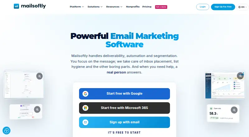 The Mailsoftly homepage