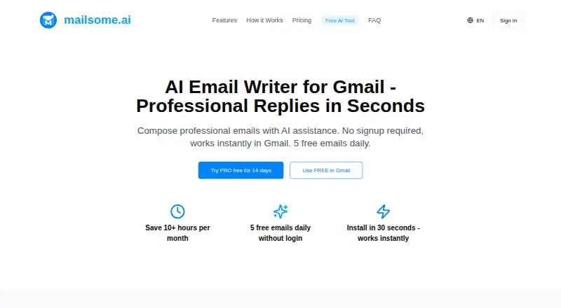 The MailSome homepage