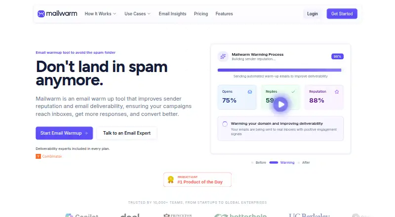 The Mailwarm homepage