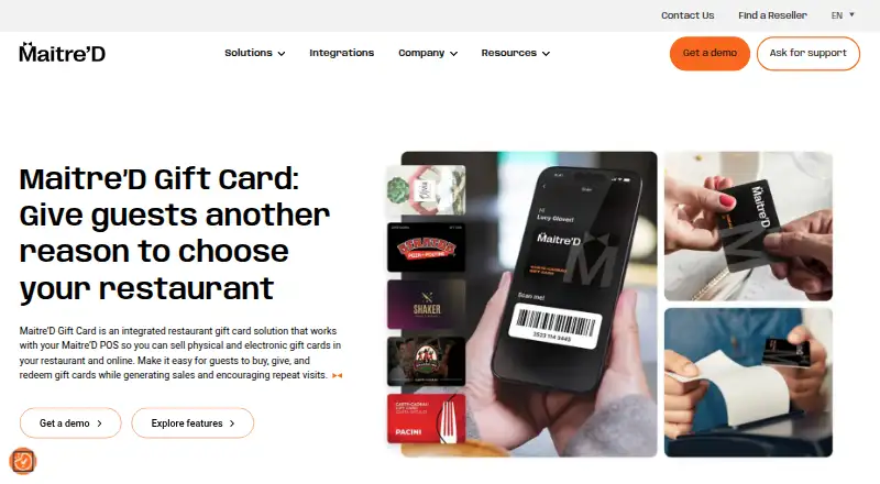 The Maitre'D Gift Card homepage