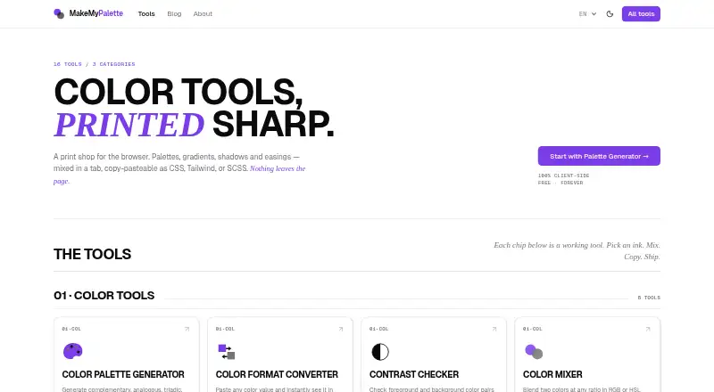 The MakeMyPalette homepage