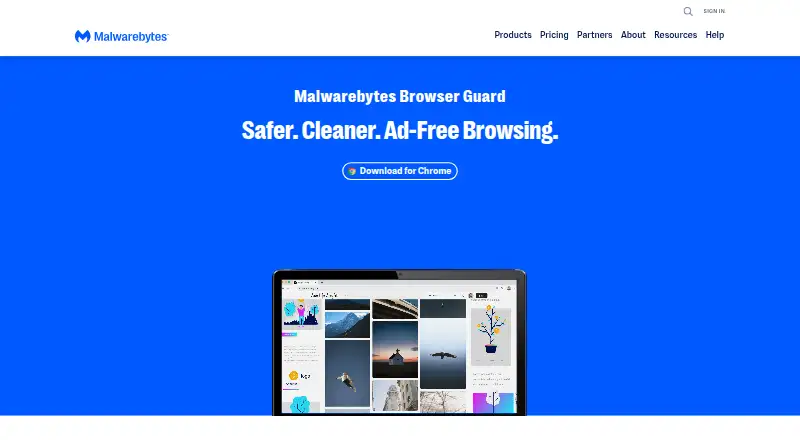 The Malwarebytes Browser Guard homepage