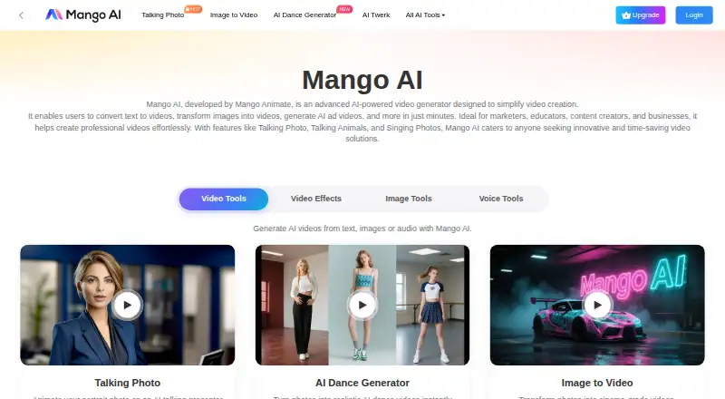 The Mango AI homepage