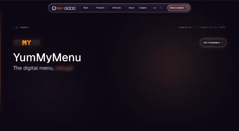 The YumMyMenu homepage