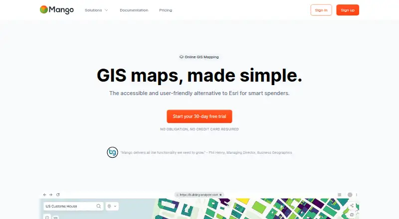The Mango homepage