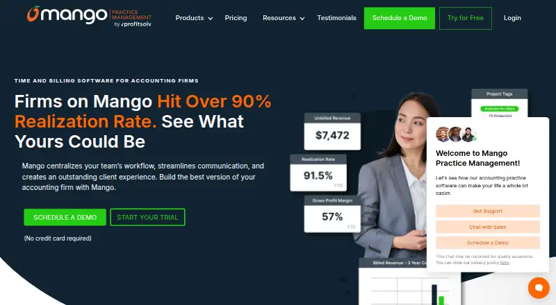The Mango Practice Management homepage