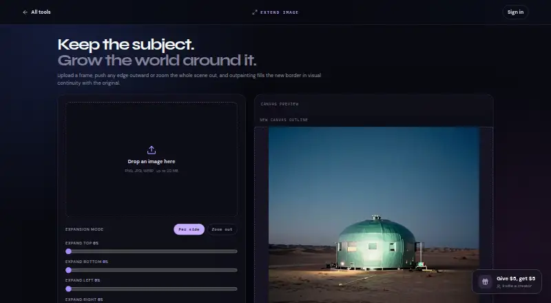The ManifoldGen Extend Image homepage
