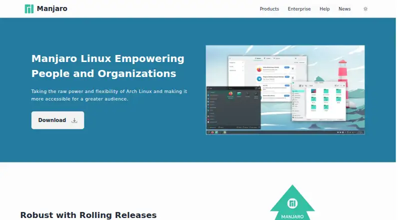 The Manjaro Linux homepage