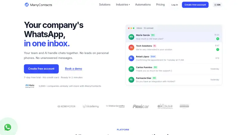 The ManyContacts homepage