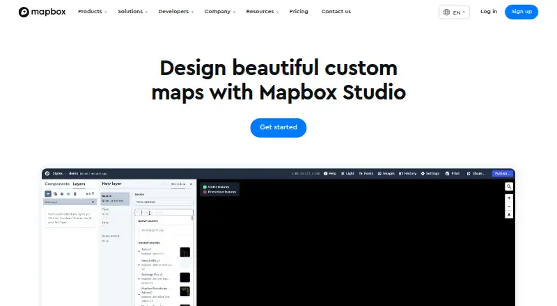 The Mapbox Studio homepage