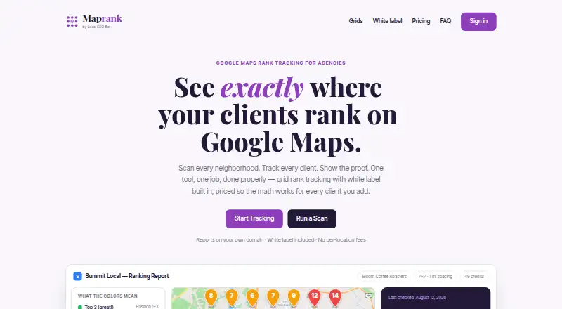 The Maprank homepage