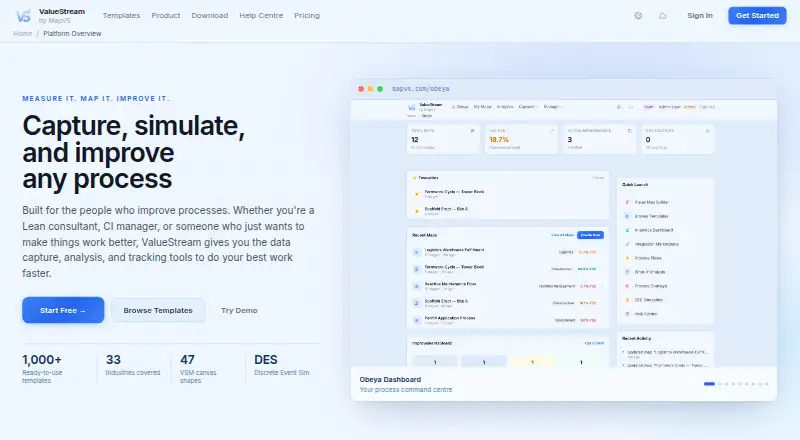 The ValueStream by MapVS homepage
