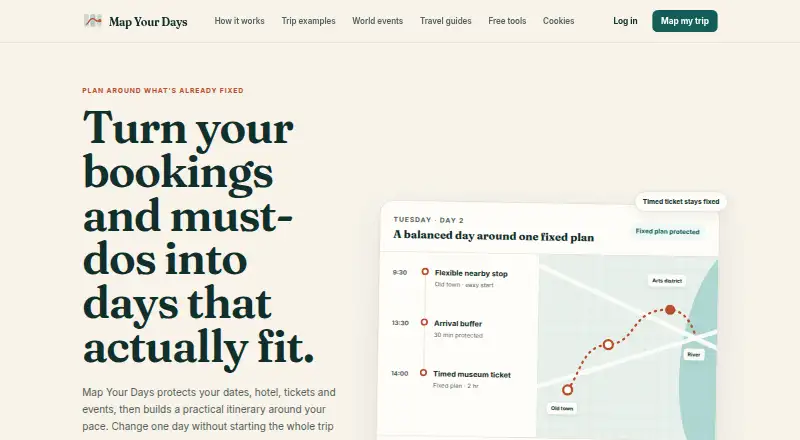 The Map Your Days homepage