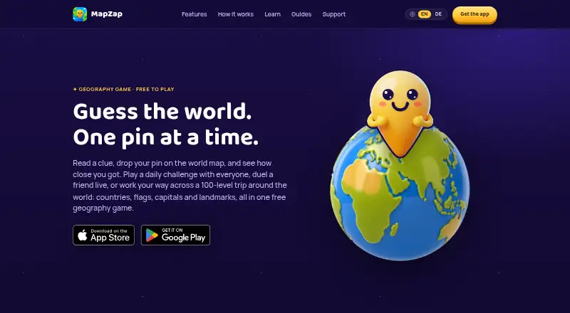 The MapZap homepage