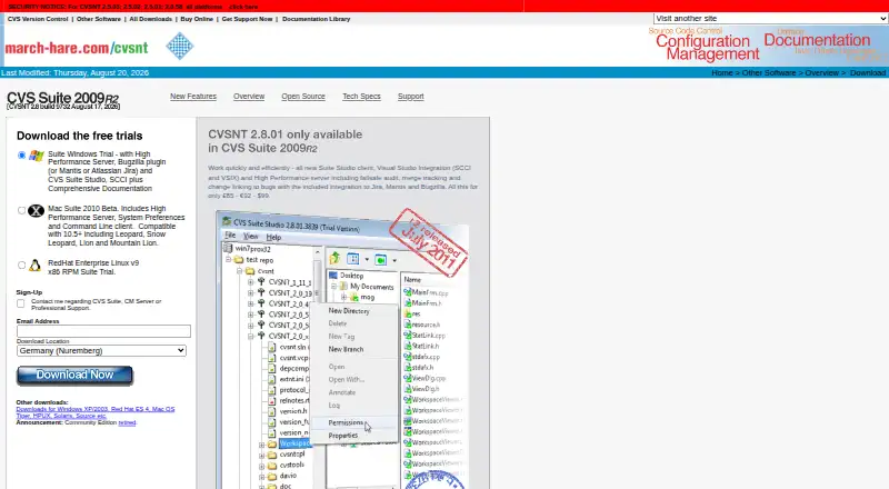 The CVSNT homepage