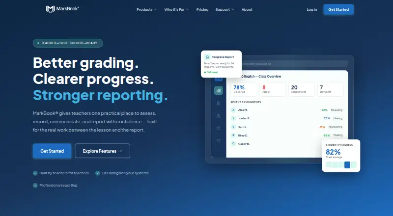 The MarkBook homepage