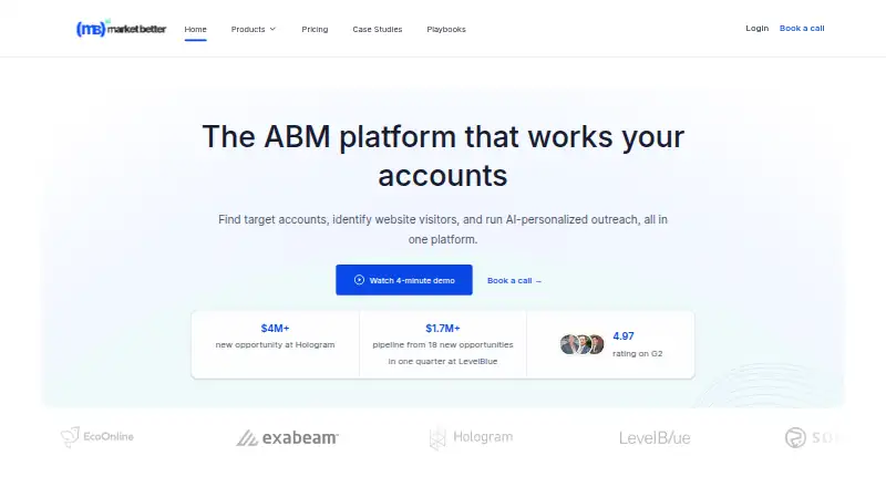 The MarketBetter homepage