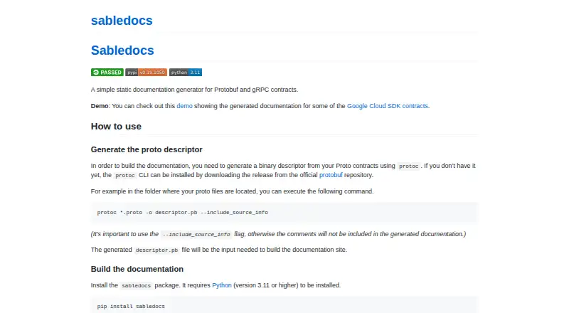 The sabledocs homepage
