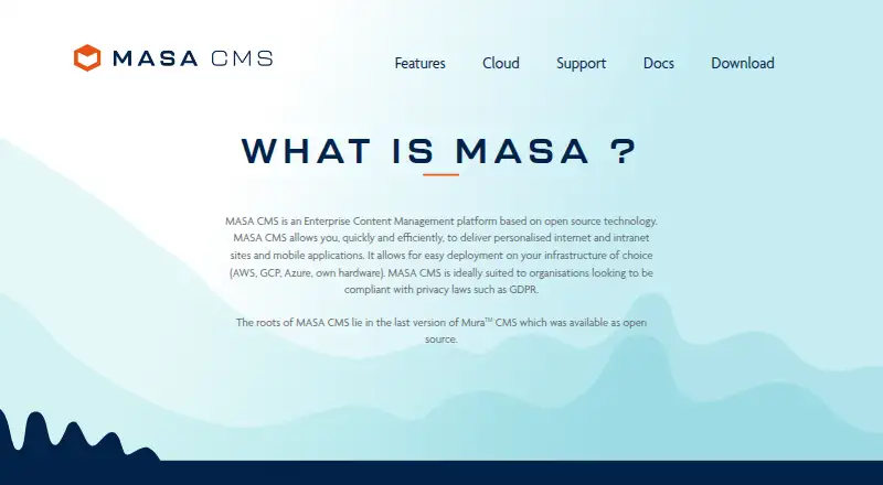 The Masa CMS homepage