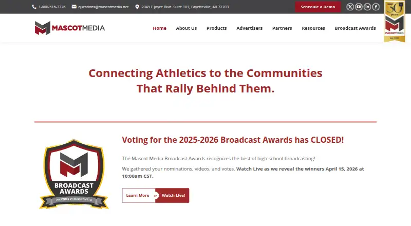 The Mascot Media homepage