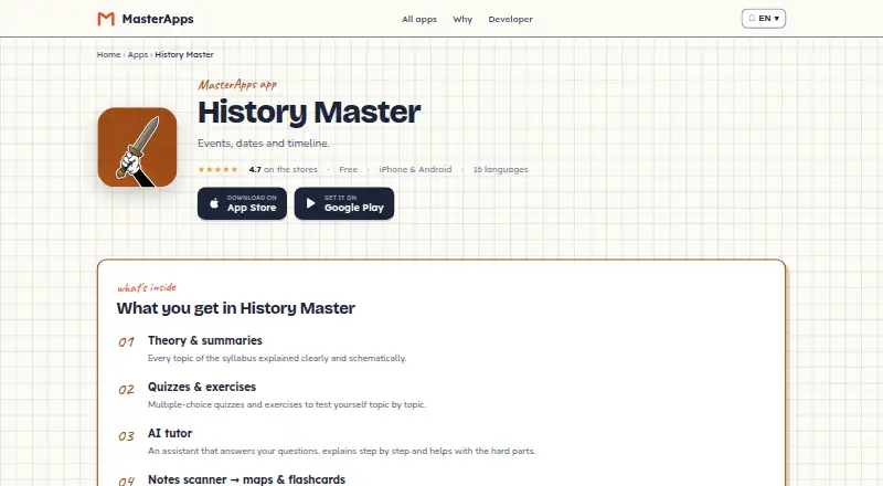 The History Master homepage