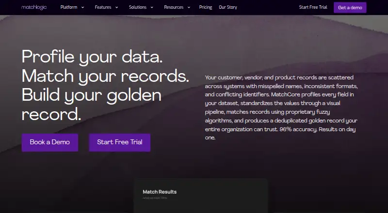 The MatchCore homepage