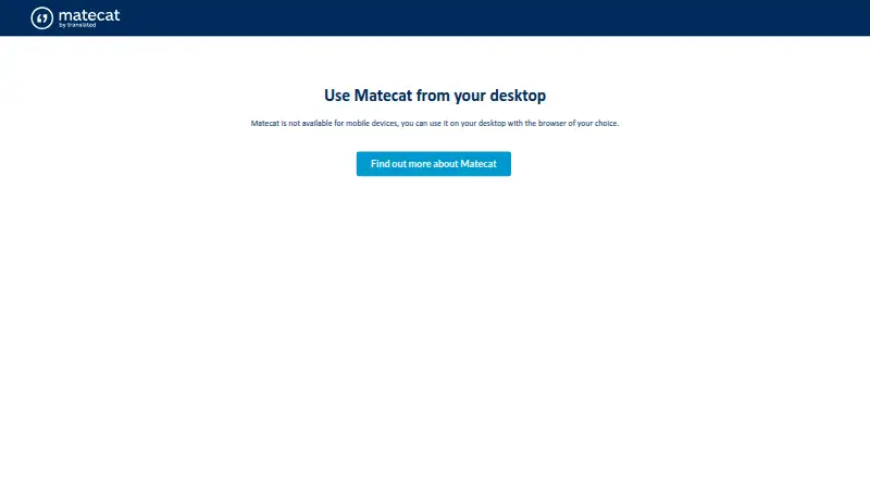 The Matecat homepage