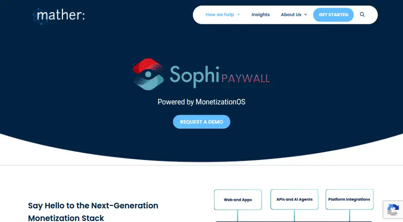The Sophi Paywall homepage