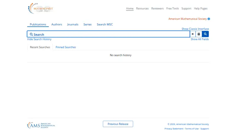 The MathSciNet homepage
