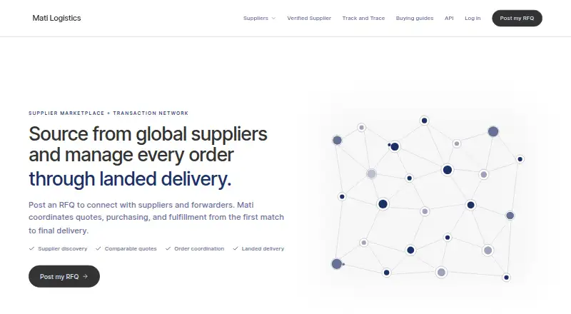 The Mati Logistics homepage