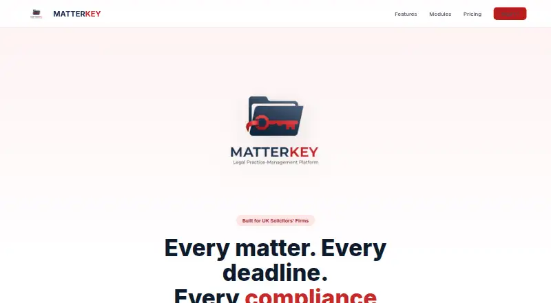 The MatterKey homepage