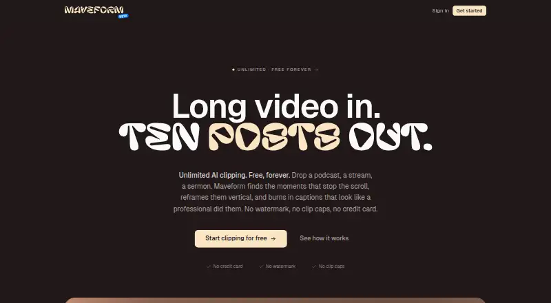 The Maveform homepage