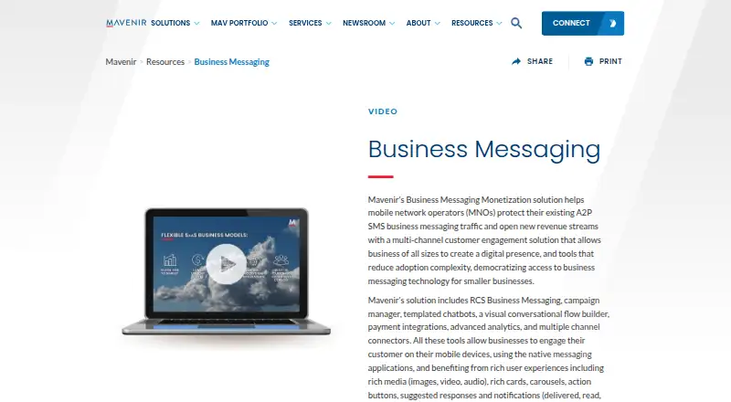 The Mavenir Business Messaging homepage