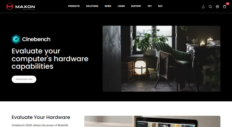 The Cinebench homepage