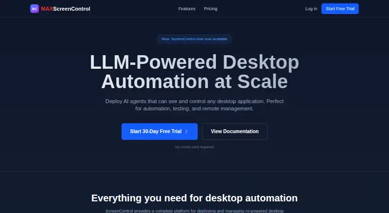 The MAX ScreenControl homepage