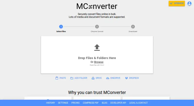 The MConverter homepage
