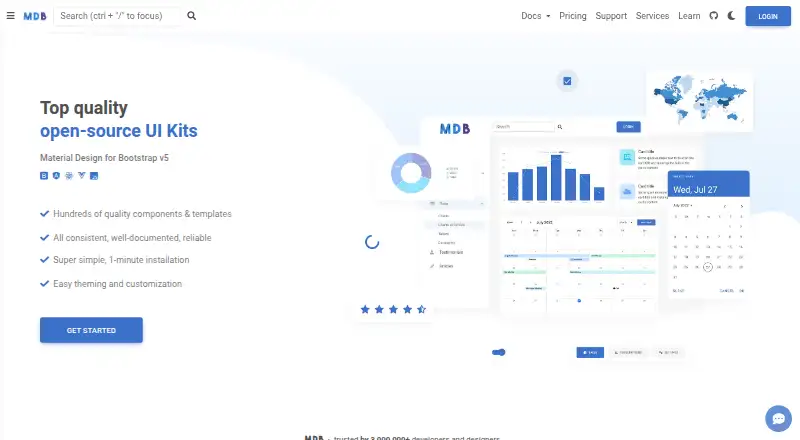 The Material Design for Bootstrap homepage