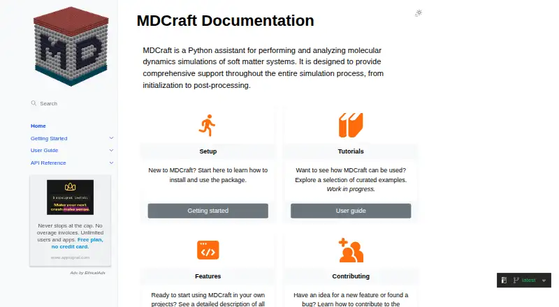 The MDCraft homepage